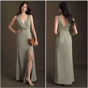 BHLDN Anthropologie Piper V-Neck Sage Green Maxi Dress size 2 NWT
